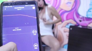 My friend controls my toy while they tattoo me!! I fight not to be caught