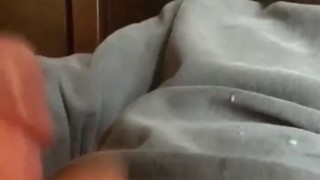 Cute Guy in Sock Hat Strokes Cock on Snapchat and Busts Nut