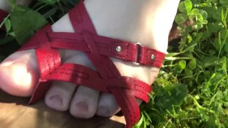 Sexy Red Sandals and Mother Nature - Feet Fetish