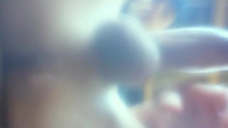 Pulsating tight asshole and rubbing cum on the camera lens
