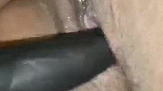 Early morning toying pussy with toys 