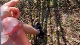 Stoke and Cum in the wood