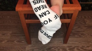 my new white socks "Give me a kiss" foot fetish