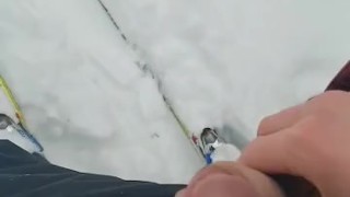 Horny ski trip jerk outside