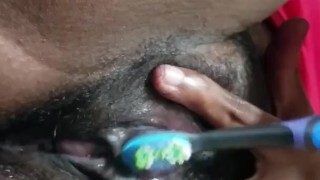 Vibrator brush on my clit
