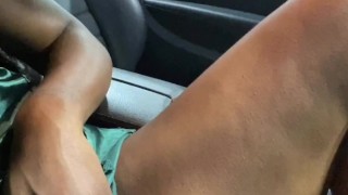 ALMOST CAUGHT - PUBLIC MASTURBATION EBONY IN CAR AT GAS STATION