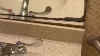 Teen pisses and play with his dick in work bathroom