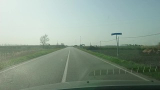Driving through the empty road of the Venetian country during the pandemic