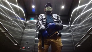 Elevator Jerking Off during Coronavirus Cums Big