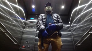 Elevator Jerking Off during Coronavirus Cums Big