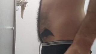Sexy Lean Muscle Tatooed Hairy Man Takes Casual Solo Shower