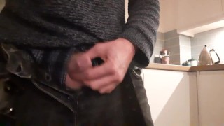 Jerking pathetic little cock in kitchen - humiliate myself for guy