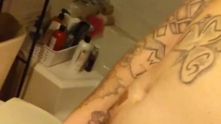 Tatted up irish guy masturbating