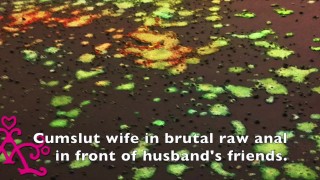 Cumslut wife in raw anal on bench infront of husband's friends