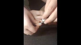 Cute teen paints her nails for you - Close Up