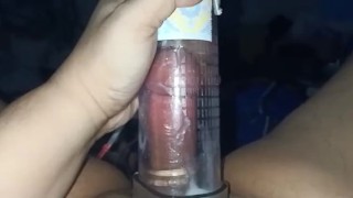 Chub Asian Daddy Wanks & Cums With Modified Electric Cock / Breast Pump.