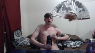 Twink enjoying his fleshlight with some super intense moaning!