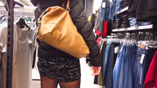MILF in mini-skirt and puffy jacket