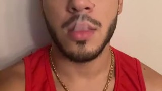 Hot latin guy smoking
