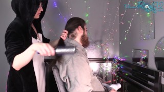 Drying, Brushing, Styling, and Measuring Long Male Hair PREVIEW
