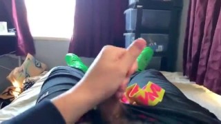 Massive Cumshot with cum stained jockstrap