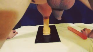 Nothing`s better than good anal sex! Femboy sissy riding big dildos, DAP, gape and cum!