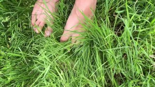 Sexy, Natural feet pulling grass ASMR