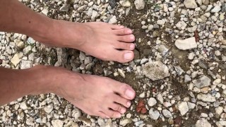 Beautiful feet crunching on rocks ASMR