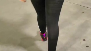 Candid Big Booty Wife in See Through Leggings