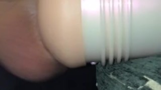 creamy fleshlight fuck with pulsating orgasm close up