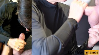 4K - MILF sucks in black dress and gets cum on face