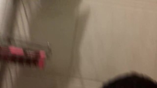 Milkymama teases hairy pussy in tub using bath bomb and fingers 
