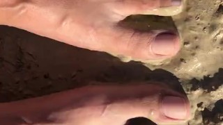 Sexy toes playing in mud ASMR