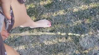 Quick Barefoot Pee Outside 