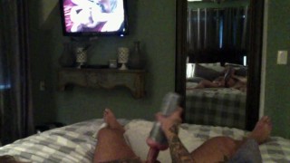 fucking my fleshlight ass on my bed