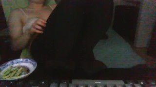 Smoking and masturbating in tights