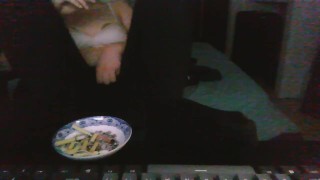 Smoking and masturbating in tights
