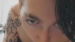 Sissy slut sucks big black cock before bed
