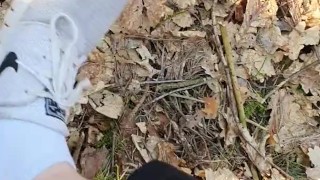 Playing with my sweaty Feet outdoors in the Forest
