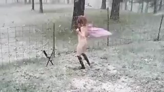 Sneak Peak Naked Redhead Plays in Snow