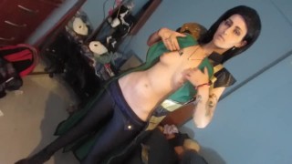 Sexy Loki cosplay undressing