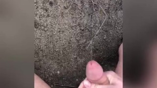 Hot gay twink cum outdoor & Jerking off and CUM!