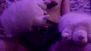 Furry Strip Tease with Vibrator