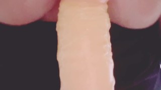  Big tits titty fucking a dildo