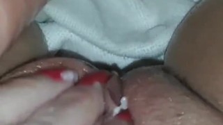 slippery wet pussy and dildo..but look at them red nails