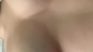 Playing with my Breasts behind my Stepbrother 