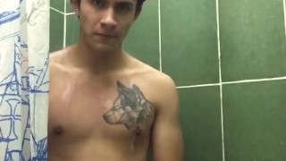 Shower masturbation big cock