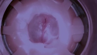 Big cum shot inside fleshlight - dirty talk, loud moaning orgasm