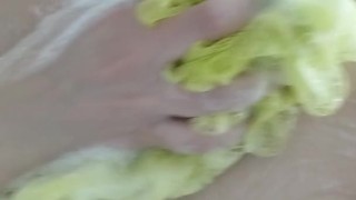 Cum clean - Soapy Shower Tit play