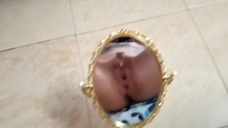 tattooed Samanthaa D fisting in mirror